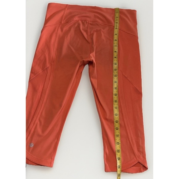Lululemon‎ Sun Runner Crop Leggings Coral Color Running Yoga Active Sz 10 - Picture 4 of 9